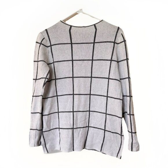 Ann Taylor Loft Tan Windowpane Sweater Cotton Size XS White Grey - Picture 1 of 7
